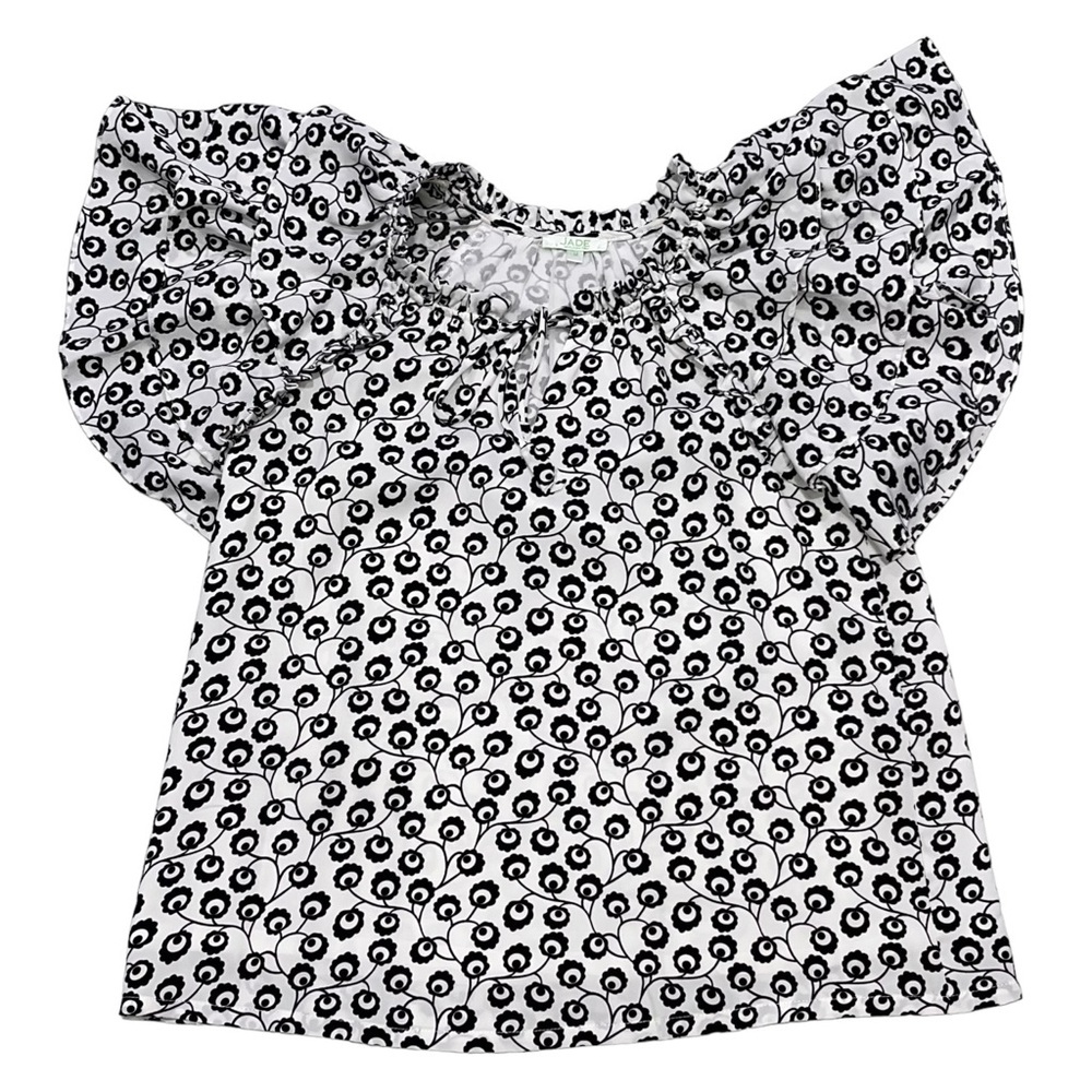 Jade Melody Tam Black & White Butterfly Bliss Flutter Sleeve Blouse size Medium